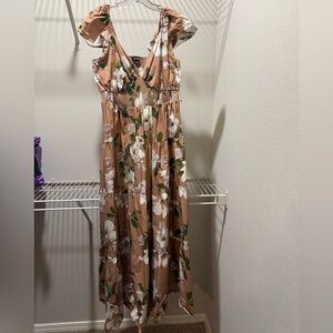 Express Floral Maxi Dress in Brown and White